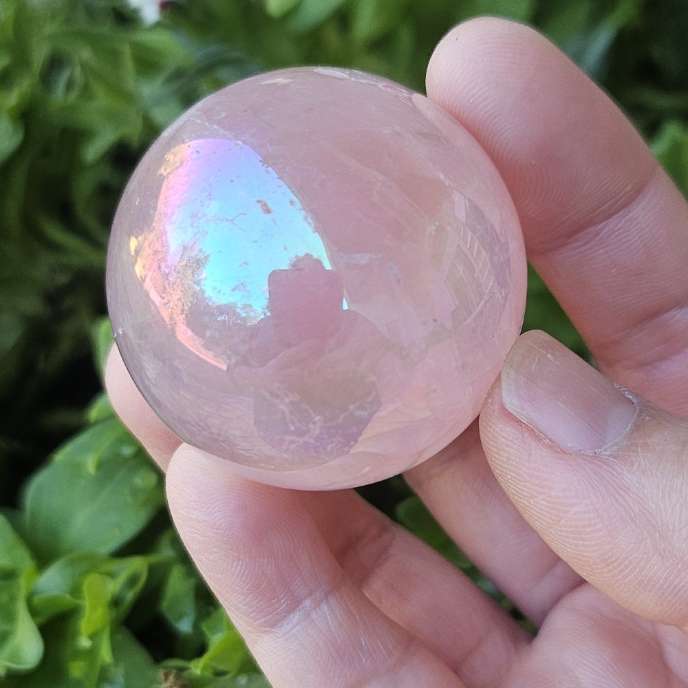 1.5 in aura rose quartz sphere